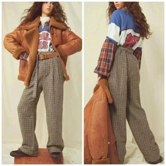 Free People Pants - Free People Maryam Houndstooth Paper-Bag Slack size M